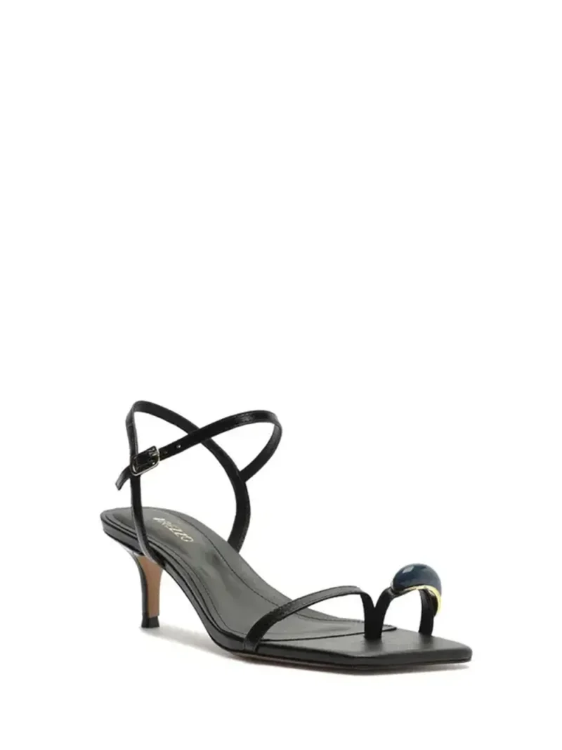 Alternative view of Sandália Preta em Pele e Tiras com Metal