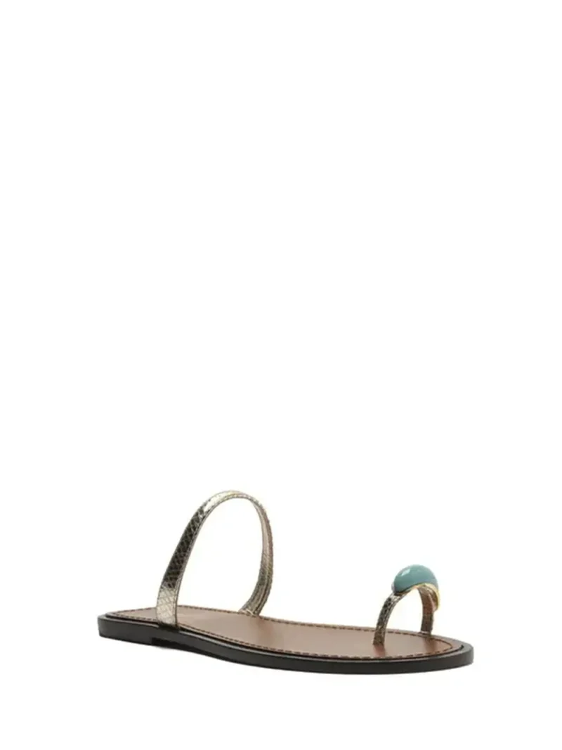 Alternative view of Sandália em Pele Dourada com Pedra