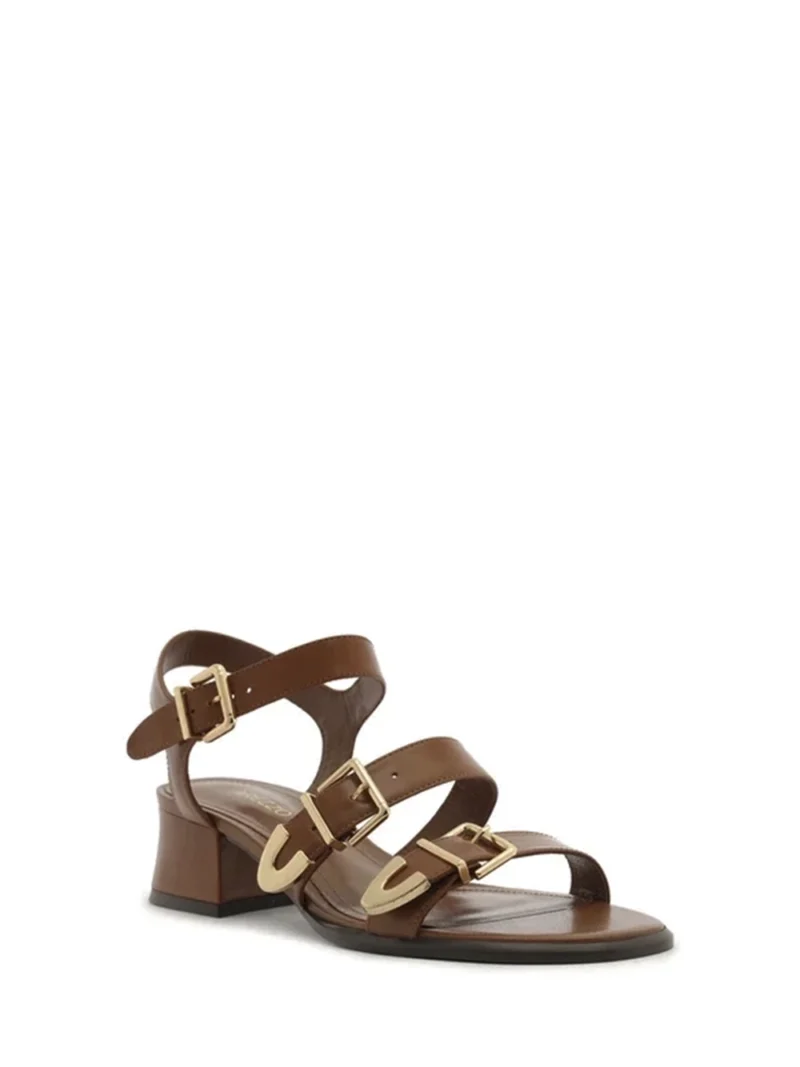 Alternative view of Sandália em Pele Castanha e Tiras