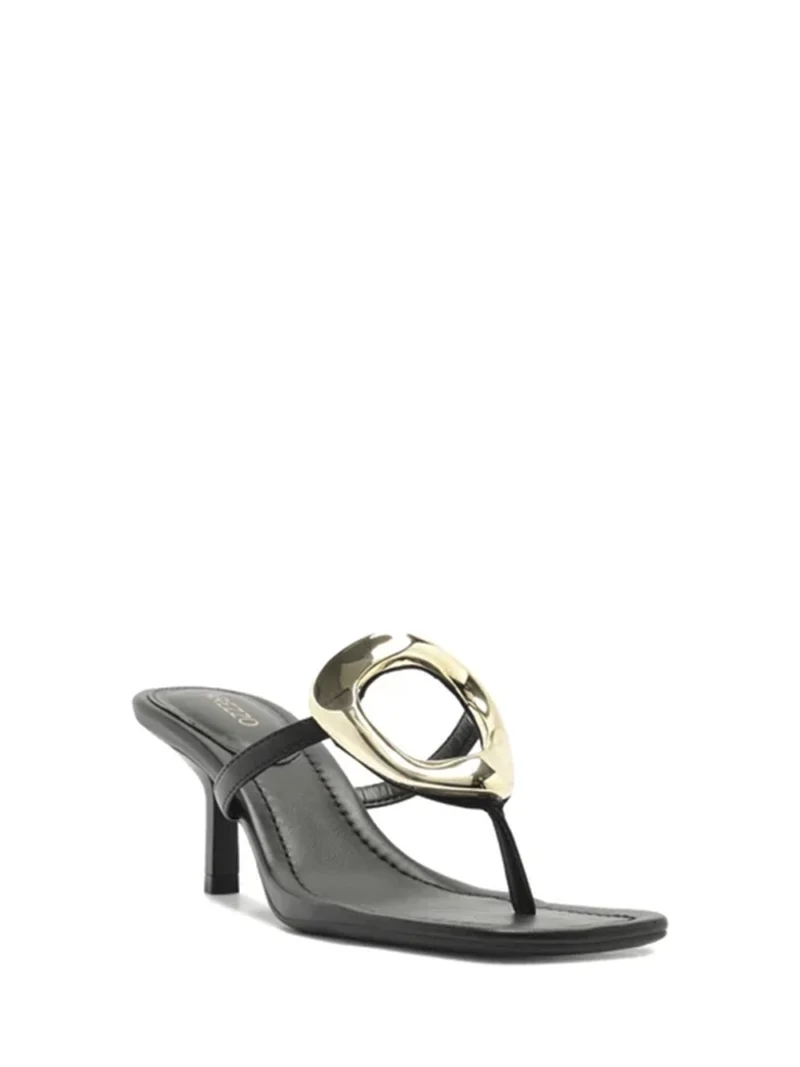 Alternative view of Sandália Preta em Pele e Metal