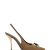 Scarpin em Camurça Castanha Slingback Pedraria