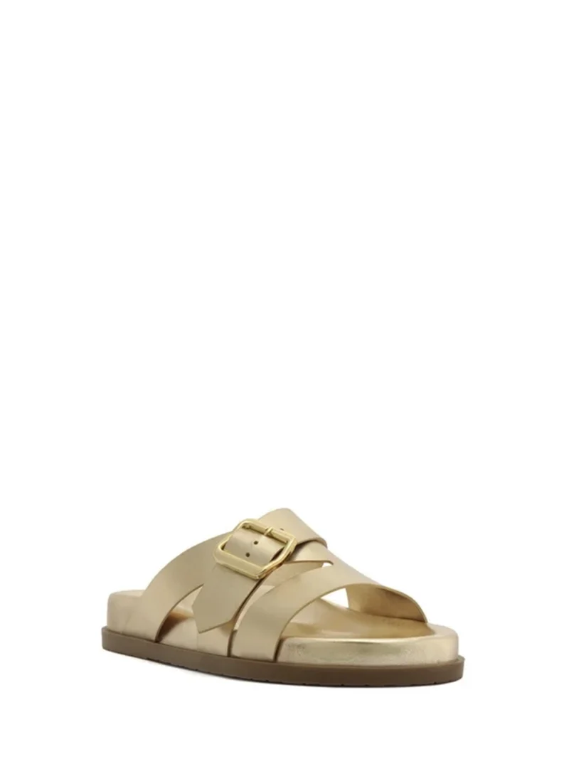 Alternative view of Sandália em Pele Dourada e Tiras Largas Fivela