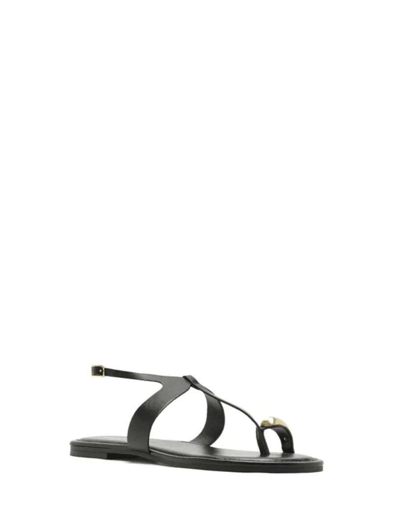 Alternative view of Sandália Preta em Pele e Metal